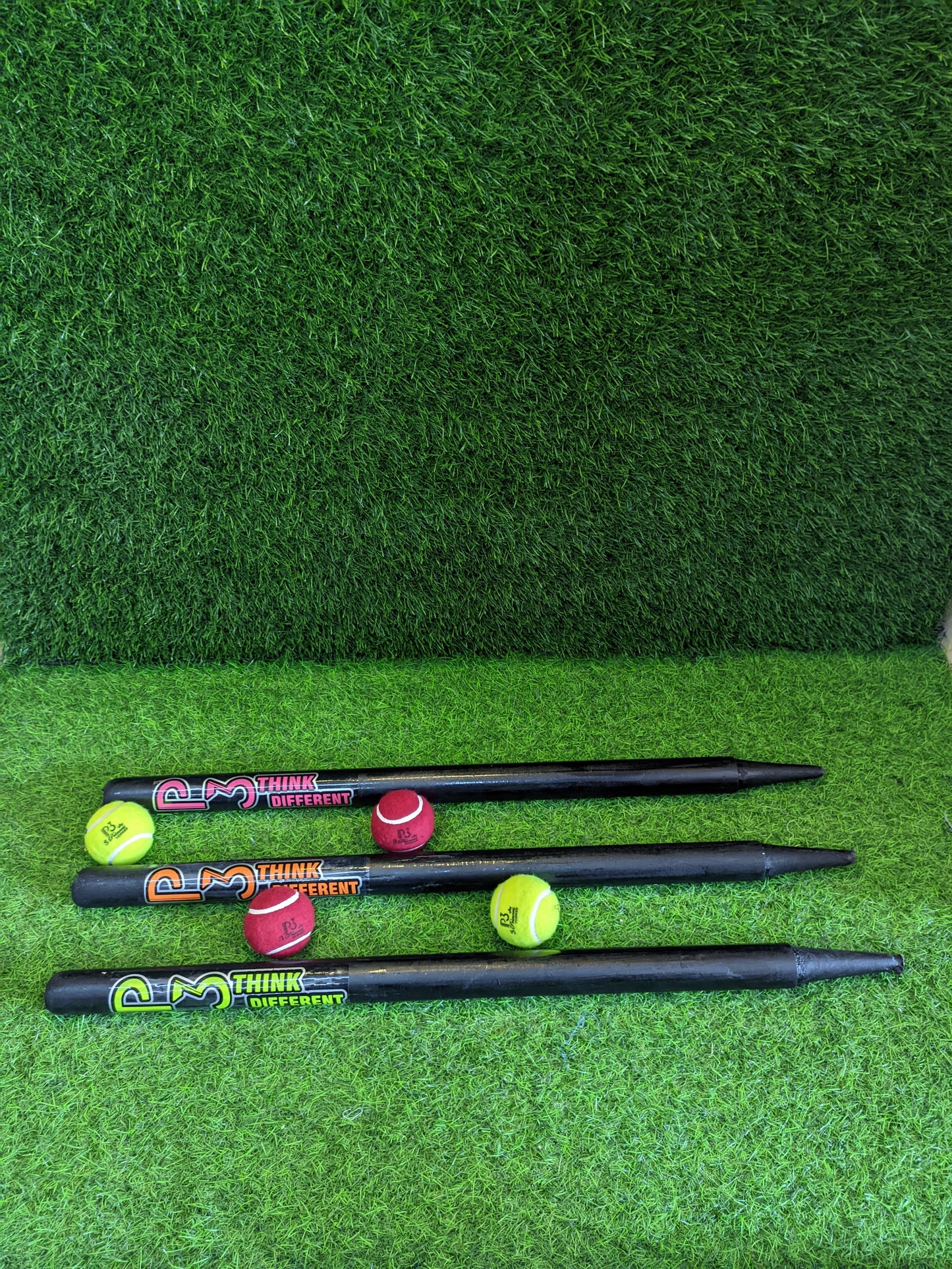 P3 Wooden Cricket Stumps Black Set of 3