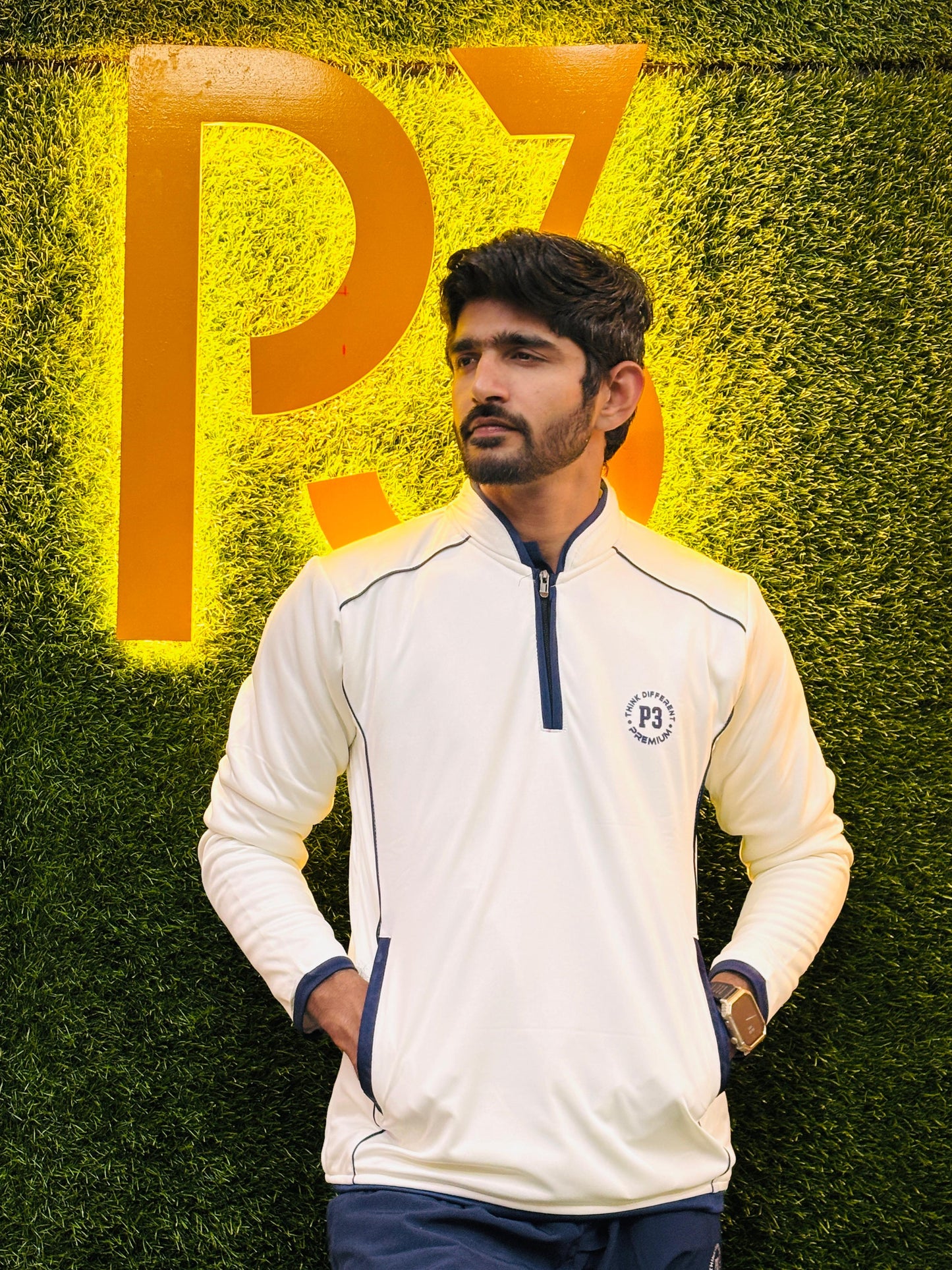 P3 Cricket Sweater White Chain Pocket