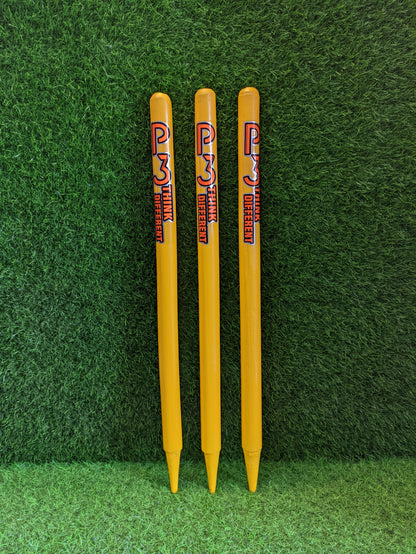 P3 Wooden Cricket Stumps Yellow Set of 3